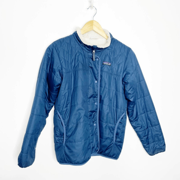Patagonia Reversible Dream Song Jacket blue puffer plush fleece womens small xs - Picture 2 of 7